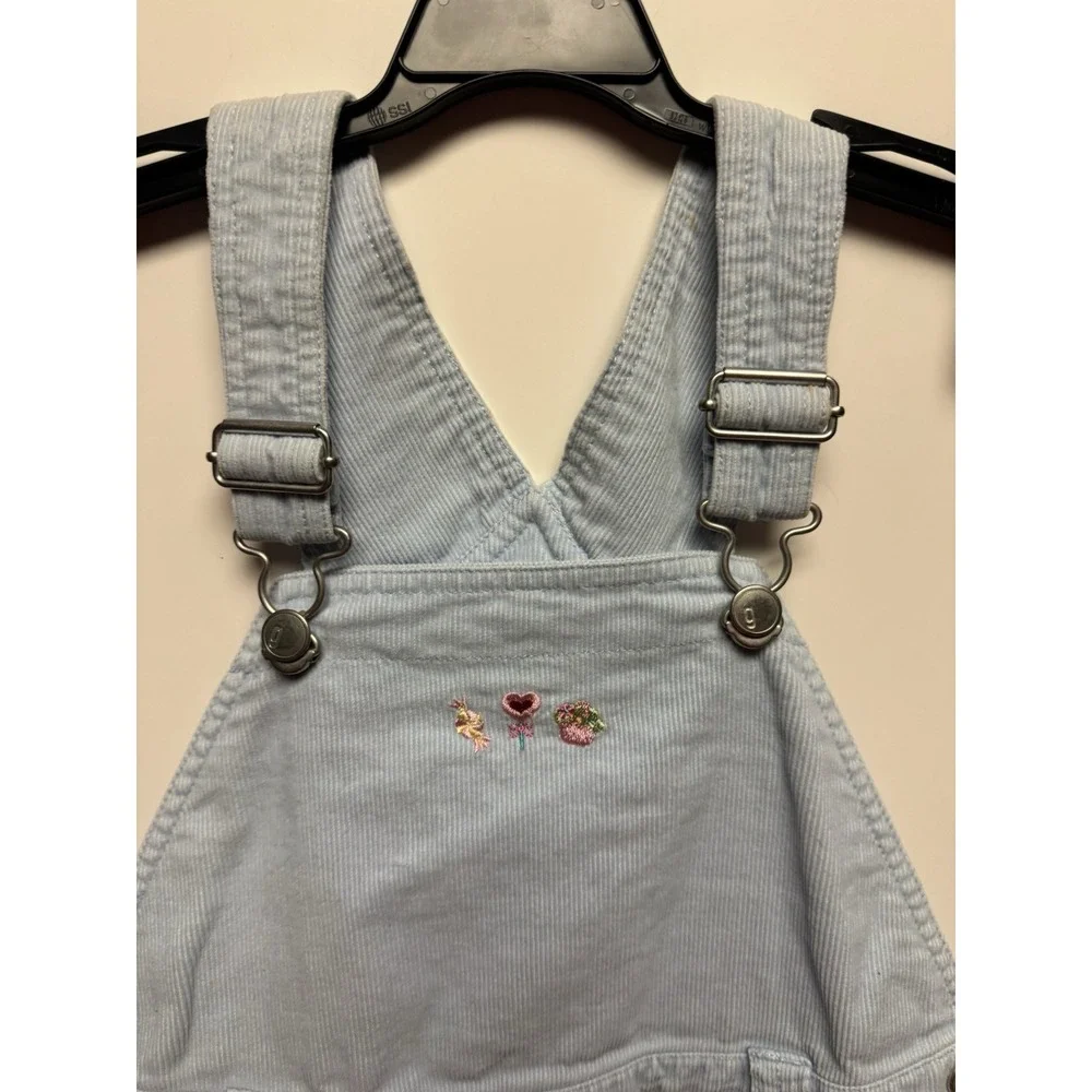 Gymboree Girls Light Blue‎ Corduroy Overalls Dress Embroidered Size 7